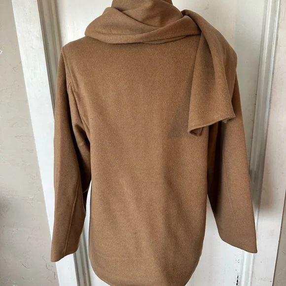 NWT Abercrombie & Fitch Wool Blend Tan Button Peacoat Coat with Scarf Sz S - Picture 5 of 8